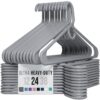 NEATERIZE Ultra Heavy Duty Plastic Clothes Hangers - Grey - Durable Coat, Suit and Clothes Hanger. Perchas De Ropa (24 Pack - Grey)
