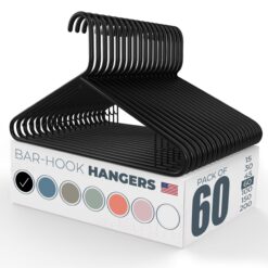 Neaties Strong Plastic Clothes Hangers Bulk, Laundry Clothes Hanger, Coat Hangers Plastic (60pk Black)