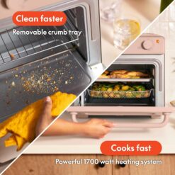 bella Air Fry Toaster Oven, 7 Preset Cooking Options, Dishwasher-Safe EverGood Coated Trays Included, 1700 Watt, Blossom