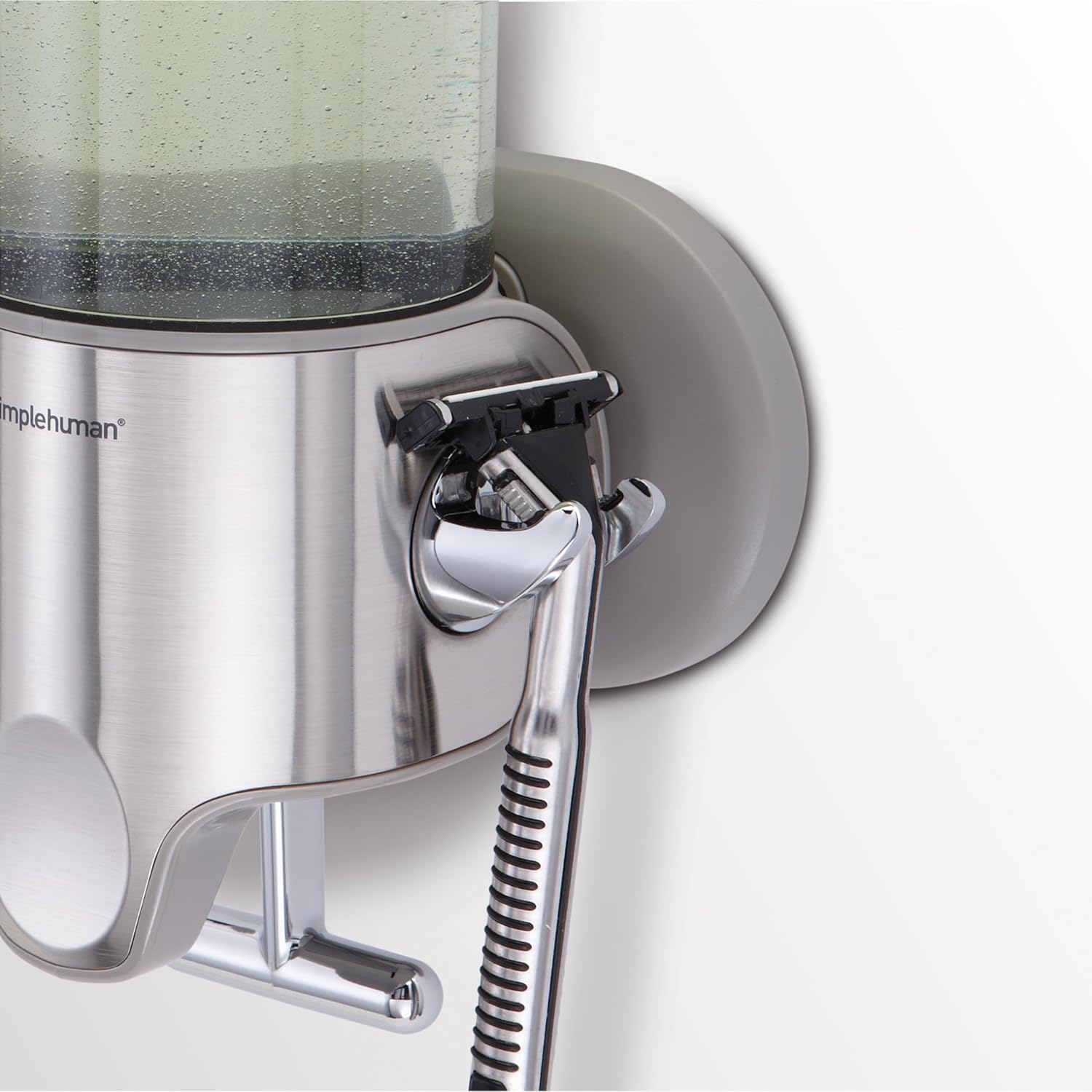 simplehuman Double Wall Mount Shower Pump, 2 x 15 fl. oz. Shampoo and Soap Dispensers, Stainless Steel