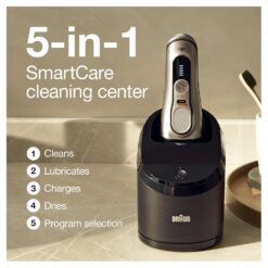 Braun Electric Razor for Men, Waterproof Foil Shaver, Series 9 Pro 9477cc, Wet & Dry Shave, with Portable Charging Case, Silver