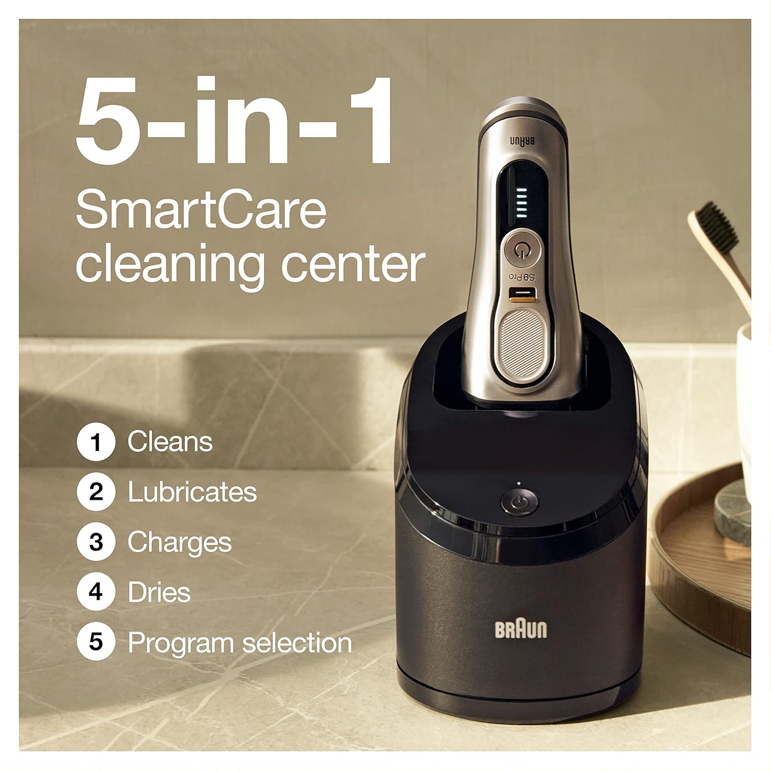 Braun Electric Razor for Men, Waterproof Foil Shaver, Series 9 Pro 9477cc, Wet & Dry Shave, with Portable Charging Case, Silver