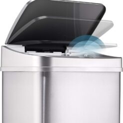 NINESTARS DZT-50-28SL Original Touchless Automatic Motion Sensor Trach Can, 13 Gal SL, Silver Trim