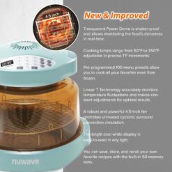 Nuwave Pro Plus 2 Infra-Red Oven, Countertop, Convection, Cook Fresh or Frozen, Tough Power Dome, Mint Green