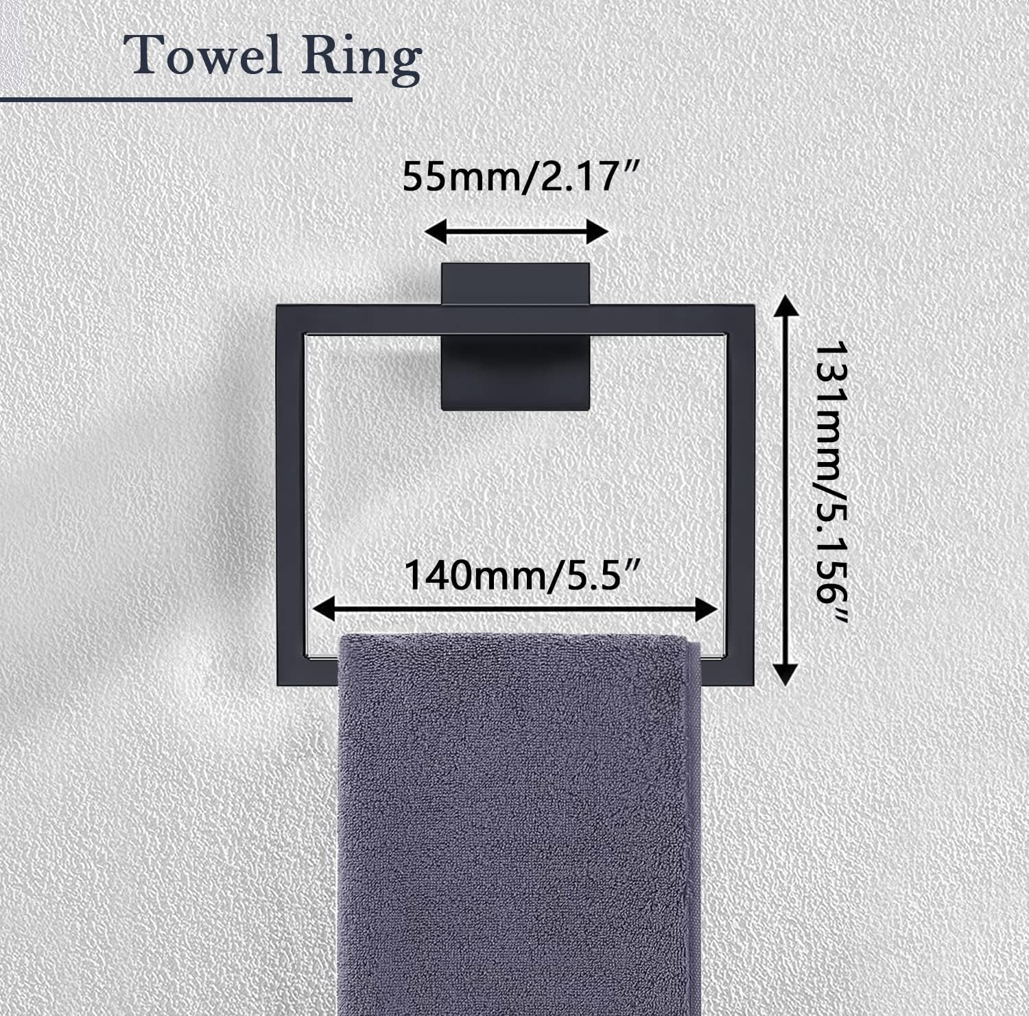 PAHSFS 5-Pieces Matte Black Bathroom Hardware Accessories Set, Towel Racks for Bathroom Wall Mounted.