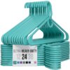 NEATERIZE Ultra Heavy Duty Plastic Clothes Hangers - Aqua - Durable Coat, Suit and Clothes Hanger. Perchas De Ropa (24 Pack - Aqua)