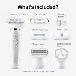 Braun Epilator Silk-épil 9 9-030 with Flexible Head, Facial Hair Removal for Women and Men, Hair Removal Device, Shaver & Trimmer