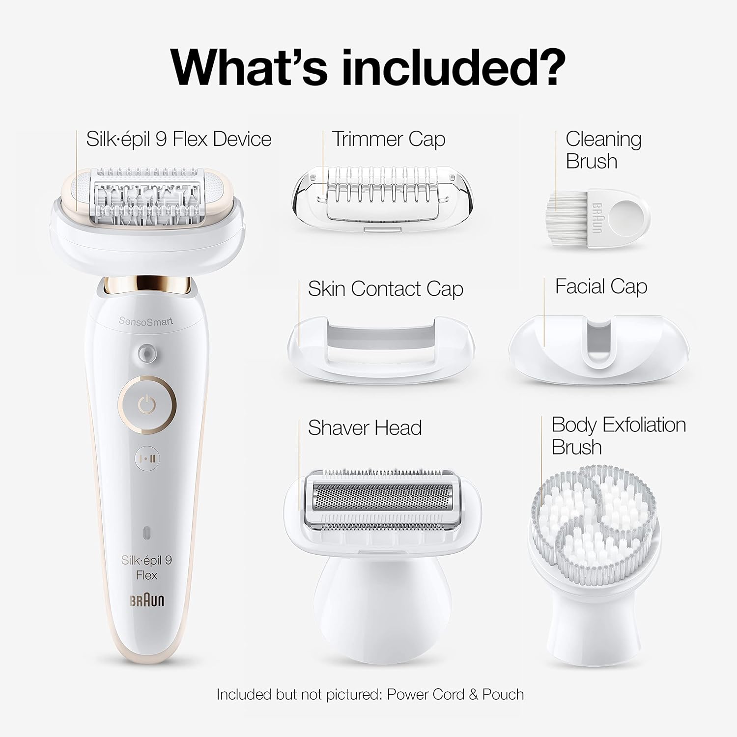 Braun Epilator Silk-épil 9 9-030 with Flexible Head, Facial Hair Removal for Women and Men, Hair Removal Device, Shaver & Trimmer