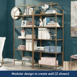 Sauder International Lux Bookcase/ book shelf, Satin Gold finish