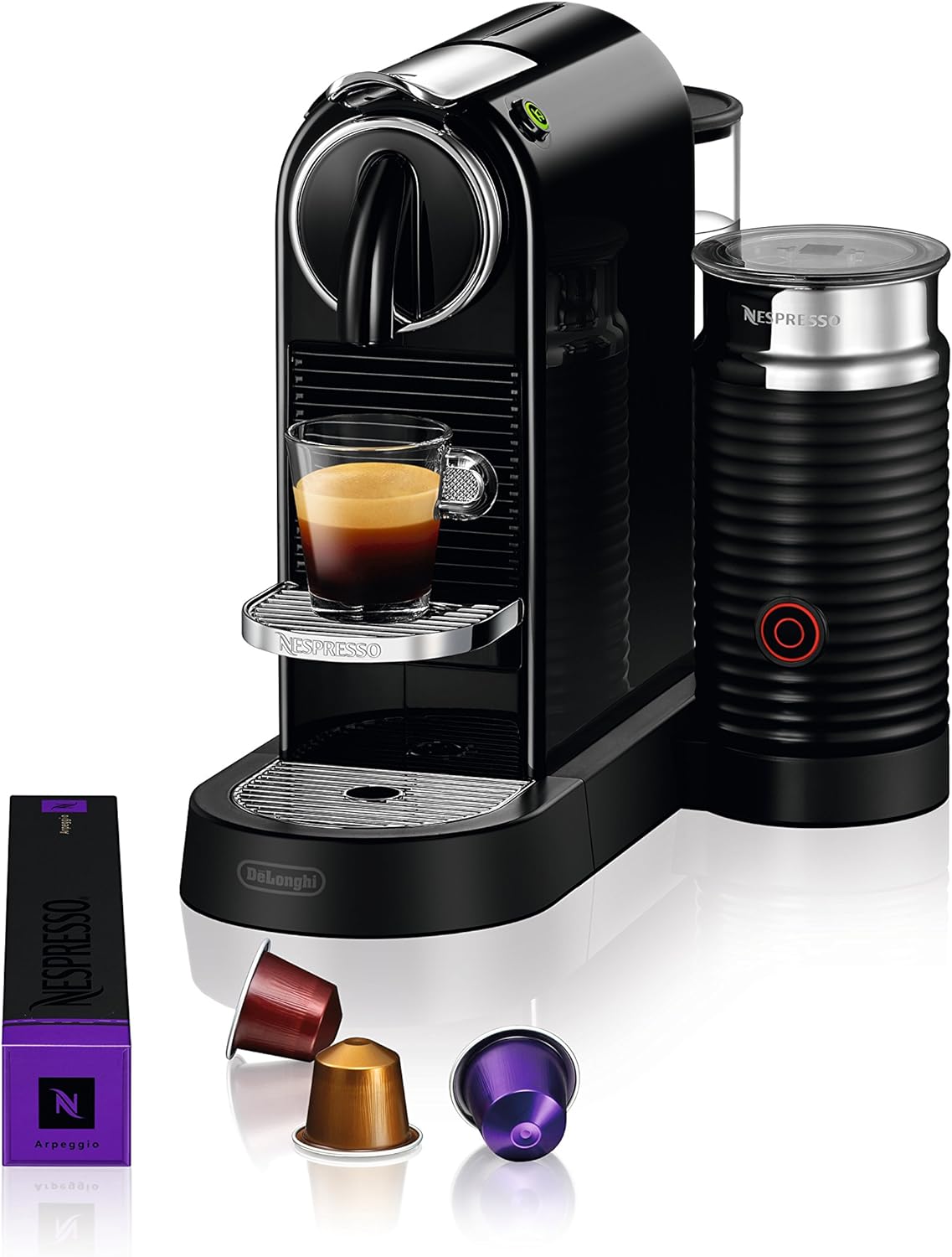 Nespresso Citiz Original Coffee and Espresso Machine with Aeroccino Milk Frother by De'Longhi, Black