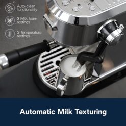 De'Longhi Dedica Maestro Plus Espresso Machine with Automatic Steam Wand for Latte, Cappuccino, Coffee, Stainless Steel, EC950M
