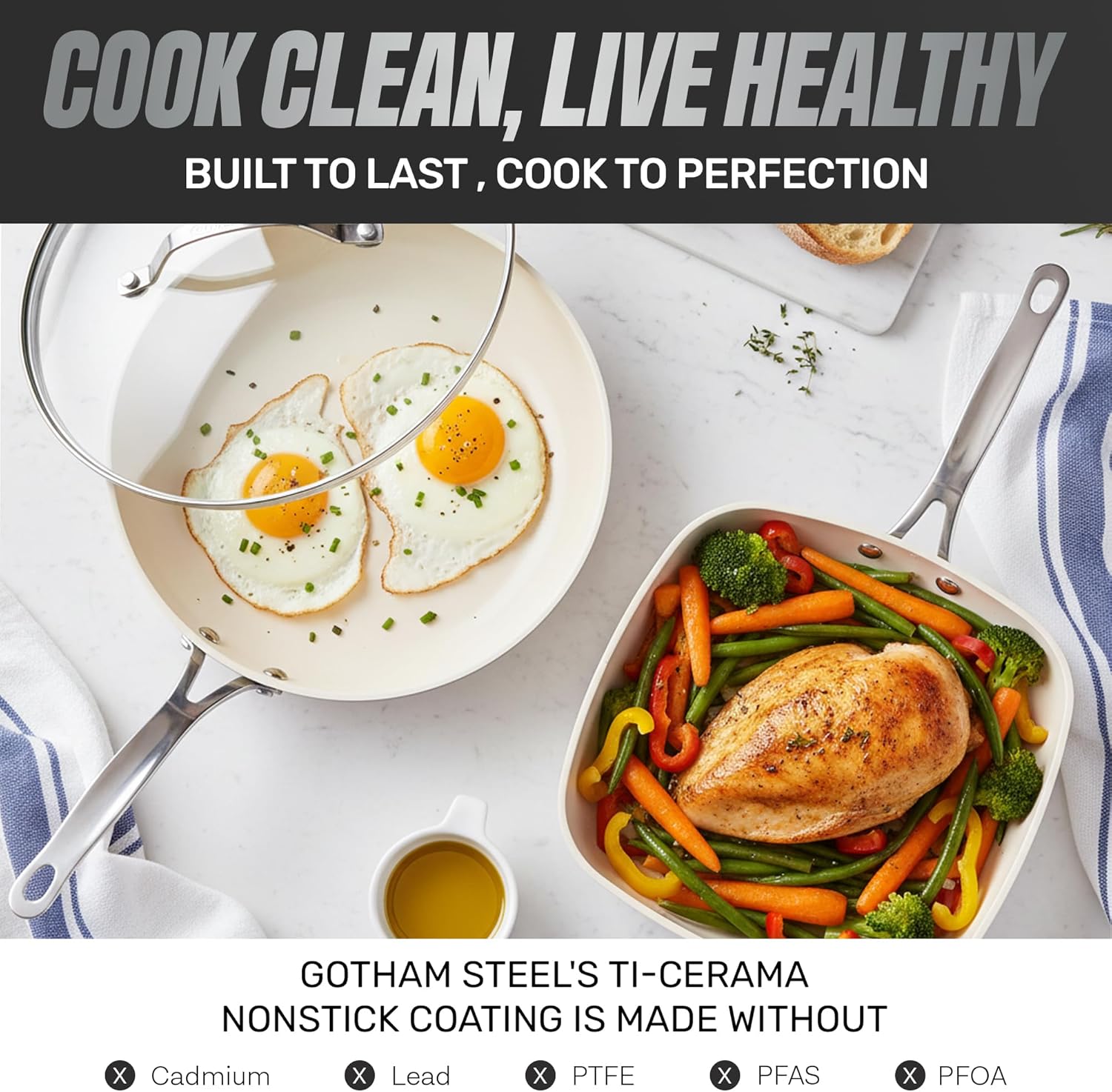 GOTHAM STEEL 20 Pc Ceramic Cookware Set Nonstick, Pots and Pans Set Non Stick for Kitchen - Image 6