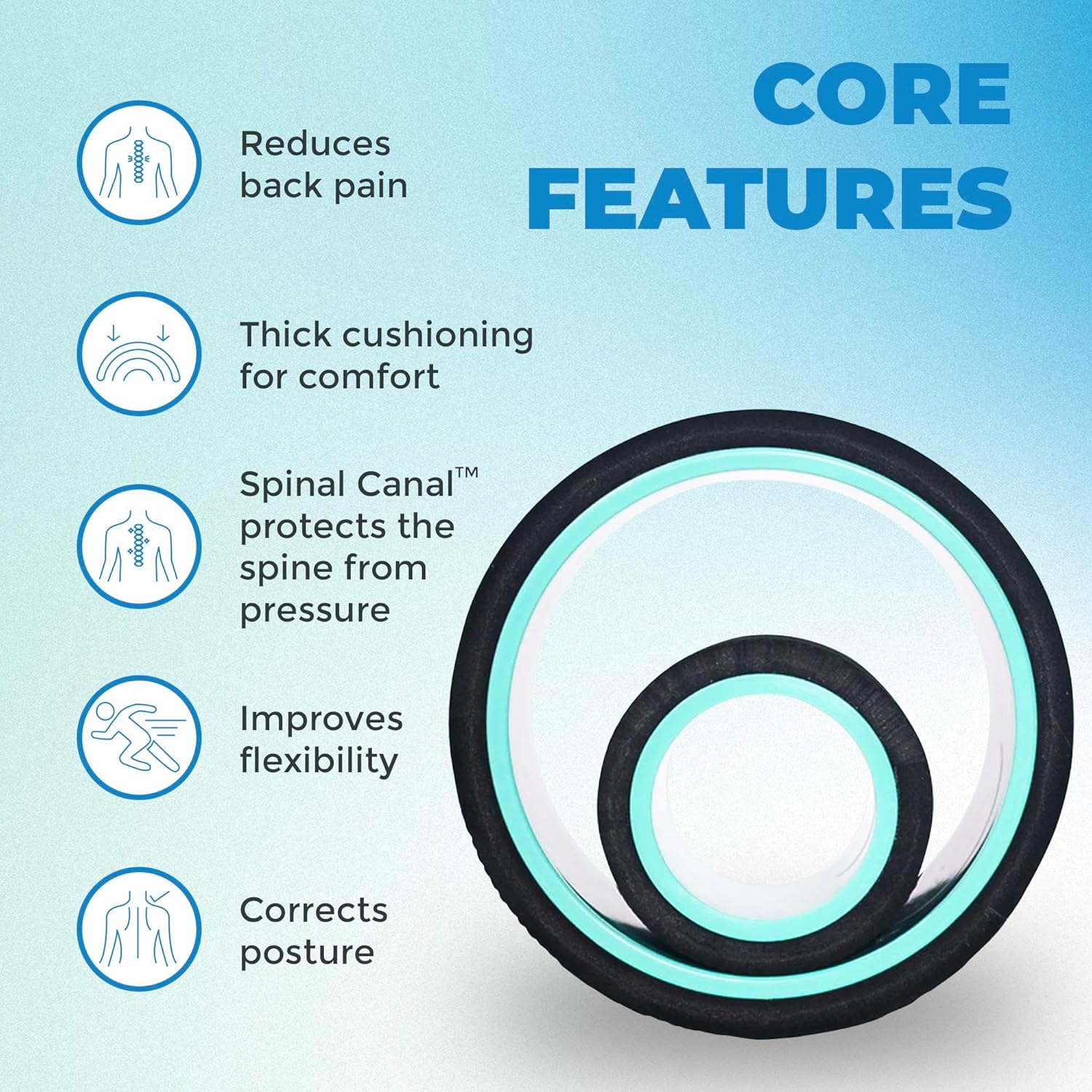 Chirp Wheel Foam Roller - Targeted Back Foam Roller for Neck & Back Pain Relief, Deep Tissue Muscle Massage