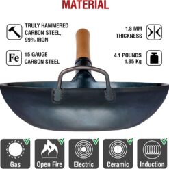 YOSUKATA Flat Bottom Woks & Stir Fry Pans- 13.5