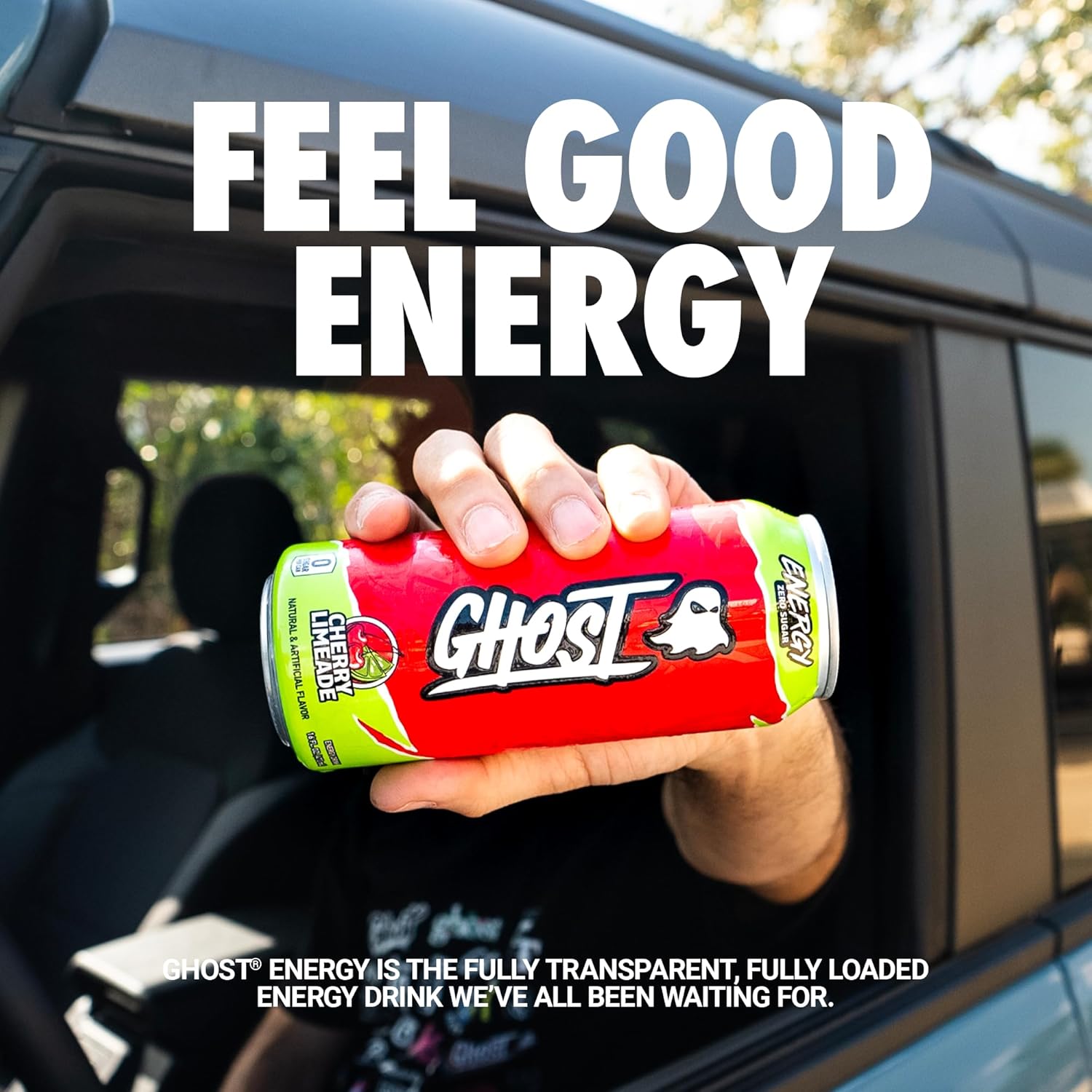 GHOST Energy Drink - 12 Pack, Cherry Limeade, 16oz - Energy & Focus & No Artificial Colors
