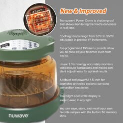 Nuwave Pro Plus 2 Infra-Red Oven, Countertop, Convection, Cook Fresh or Frozen, Tough Power Dome, Wild Olive