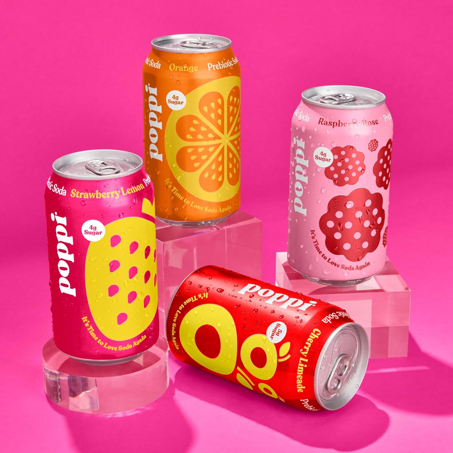 POPPI Sparkling Prebiotic Soda, Beverages w/Apple Cider Vinegar, Seltzer Water & Fruit Juice, 12oz (12 Pack) (Packaging May Vary)
