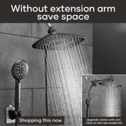 Veken 11.8 Inch High Pressure Rain Shower Head -Shower Heads with 5 Modes Handheld Spray Combo - Matte Black