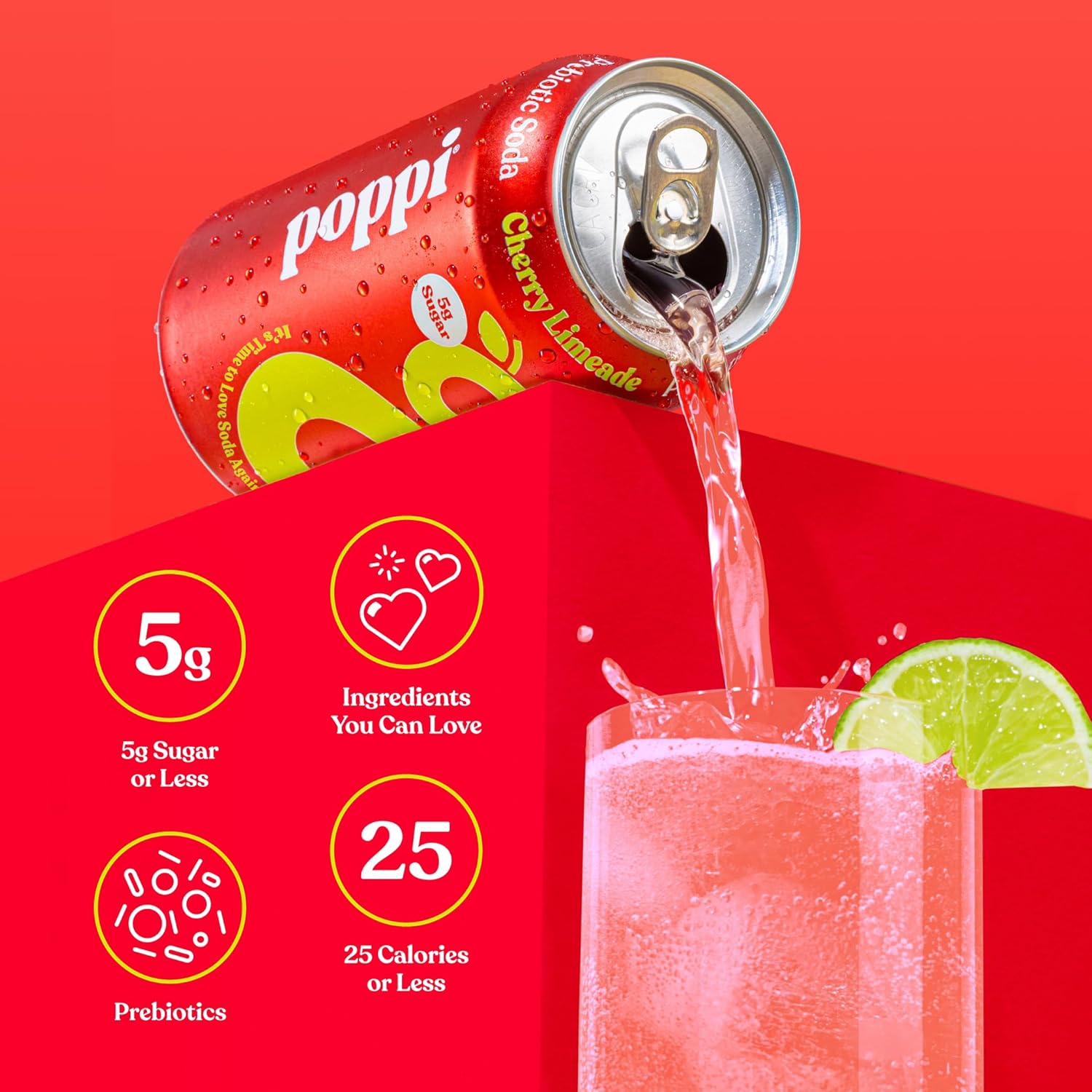 POPPI Sparkling Prebiotic Soda, Beverages w/Apple Cider Vinegar, Seltzer Water & Fruit Juice, 12oz (12 Pack) (Packaging May Vary)