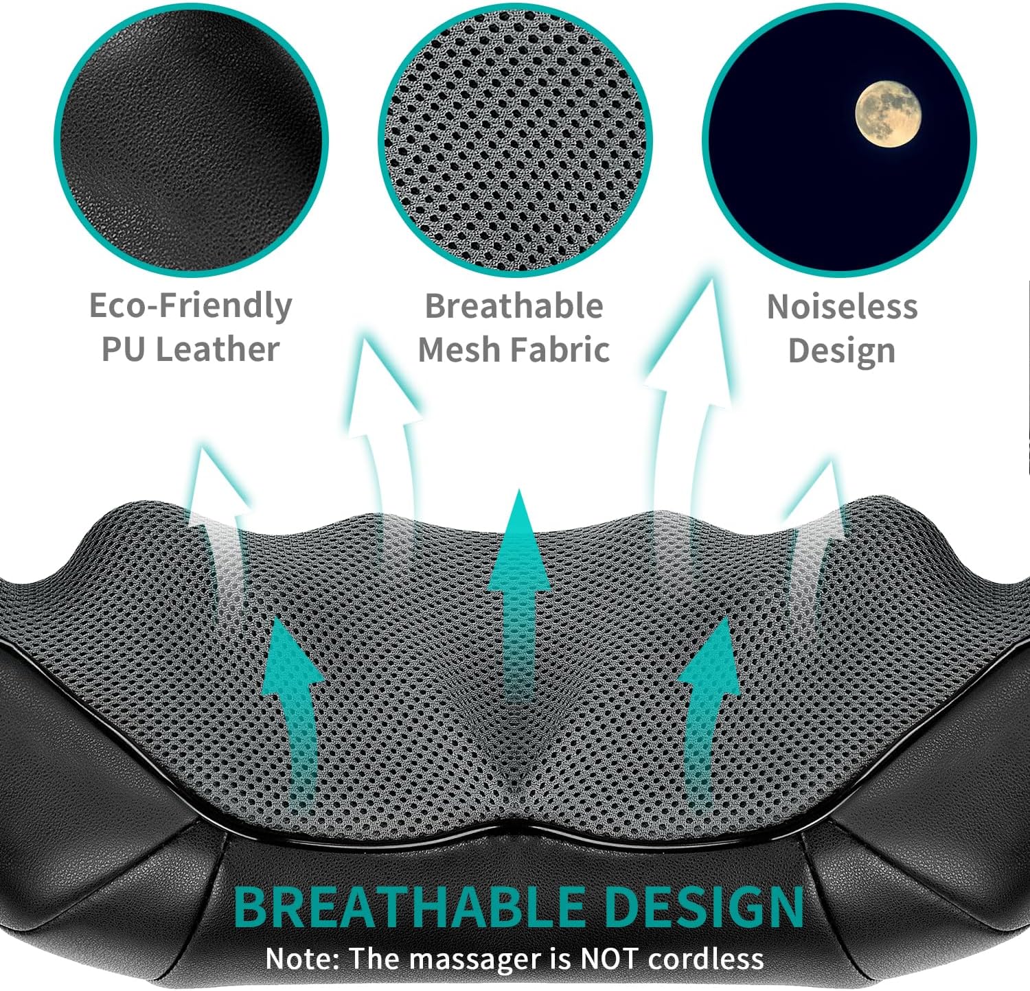 Shiatsu Neck and Back Massager with Soothing Heat, Nekteck Electric Deep Tissue 3D Kneading Massage Pillow