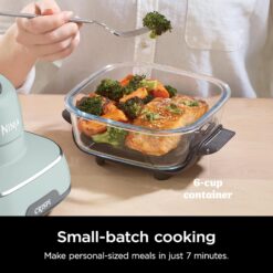 Ninja Crispi Air Fryer, Microwave, Freezer & Dishwasher Safe, Non Toxic Glass Portable Cooking System, 4 QT & 6 Cup Glass Containers, Green, FN101SG