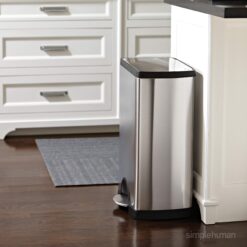 simplehuman 38 Liter, 10 Gallon Rectangular Kitchen Step Trash Can, Brushed Stainless Steel