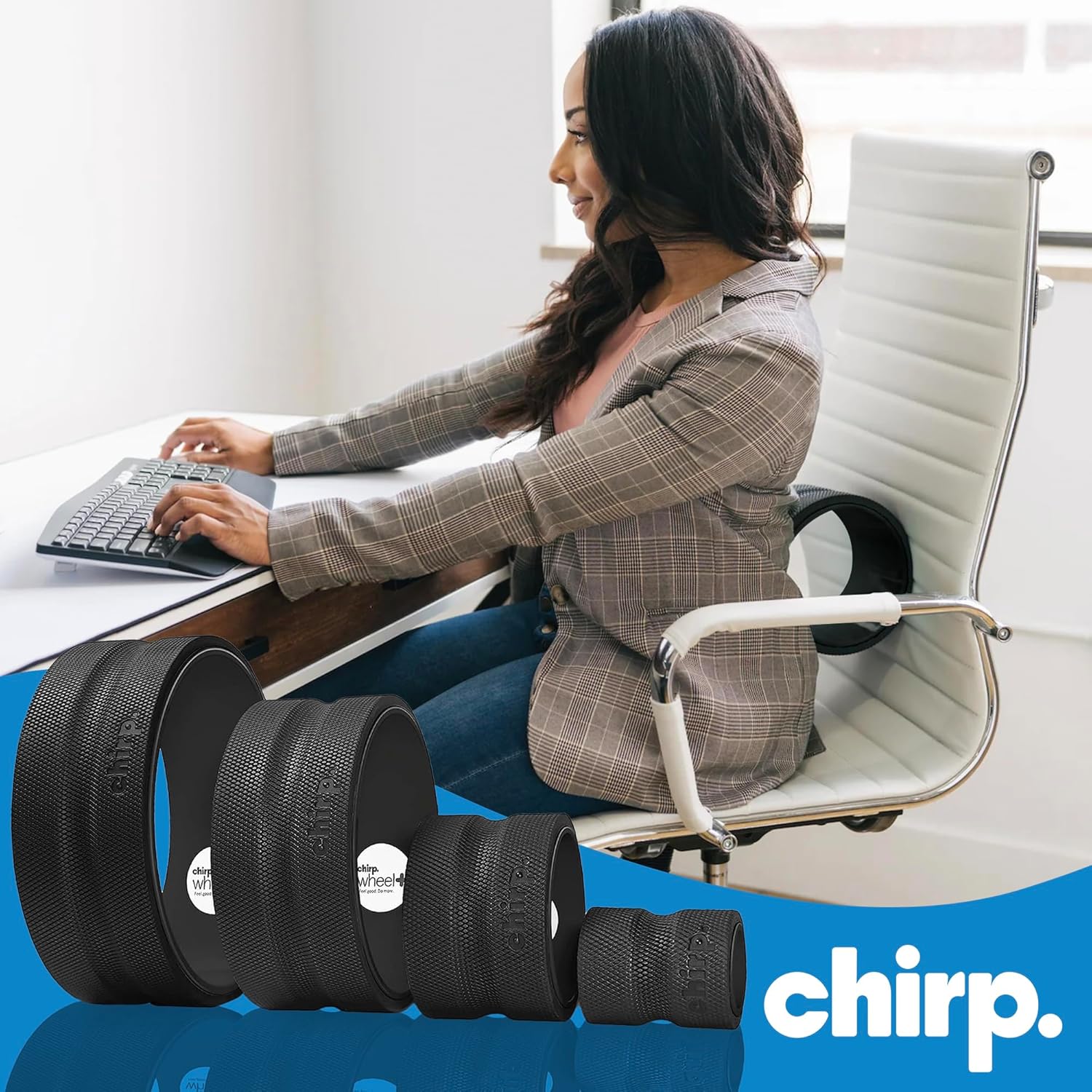 Chirp Wheel Foam Roller - Targeted Back Foam Roller for Neck & Back Pain Relief, Deep Tissue Muscle Massage