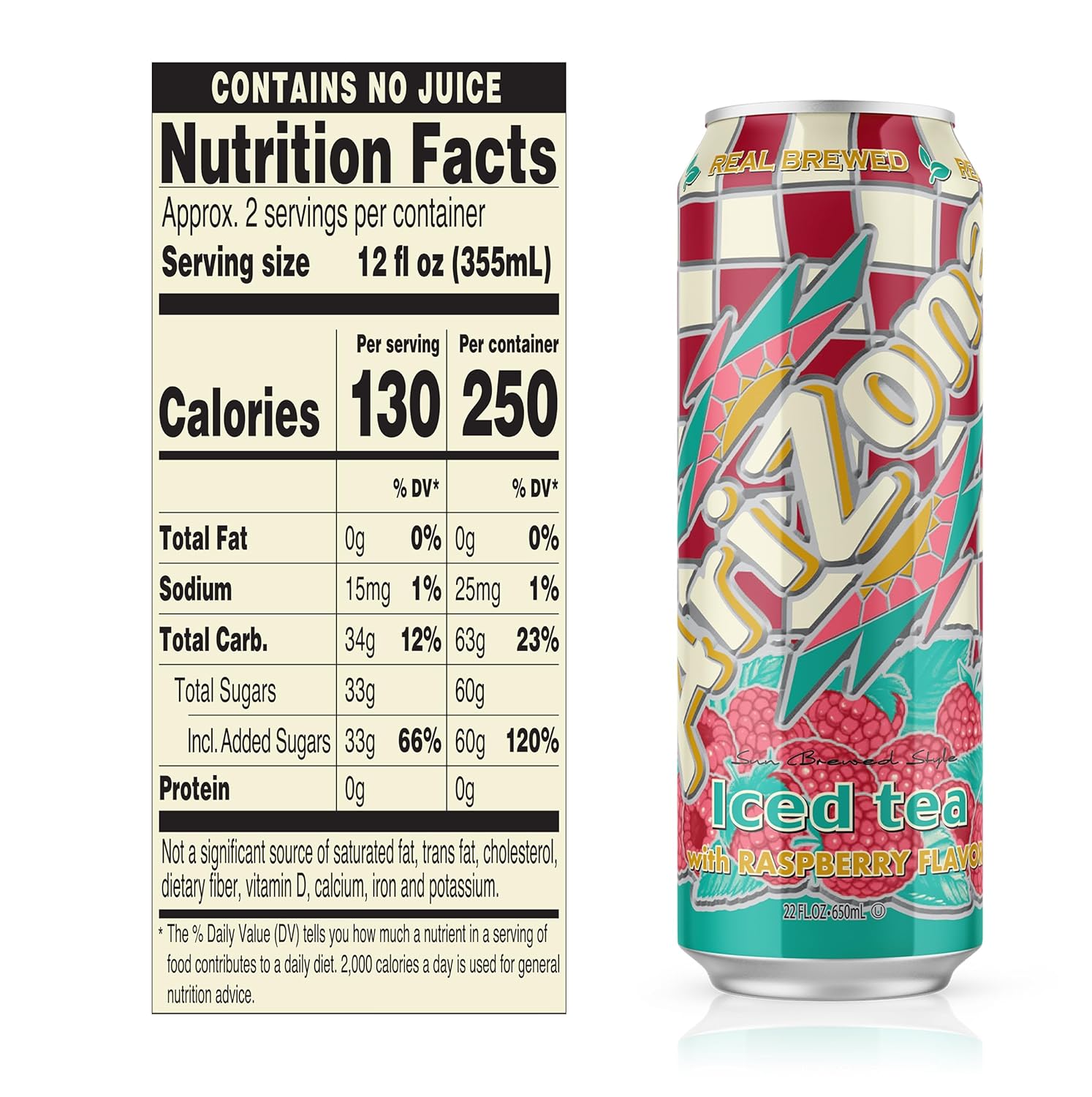 AriZona Raspberry Tea - Big Can, 22 Fl Oz (Pack of 24)