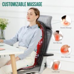 Snailax Vibration Back Massager with Heat, Massage Seat Cushion with 6 Vibrating Motors and 2 Heat Levels