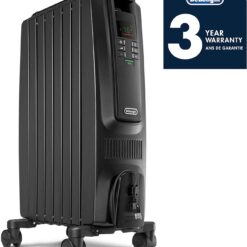 DeLonghi Dragon Digital Oil Filled Radiator Heater, 1500W Electric Space Heater, TRD40615EBK, Black