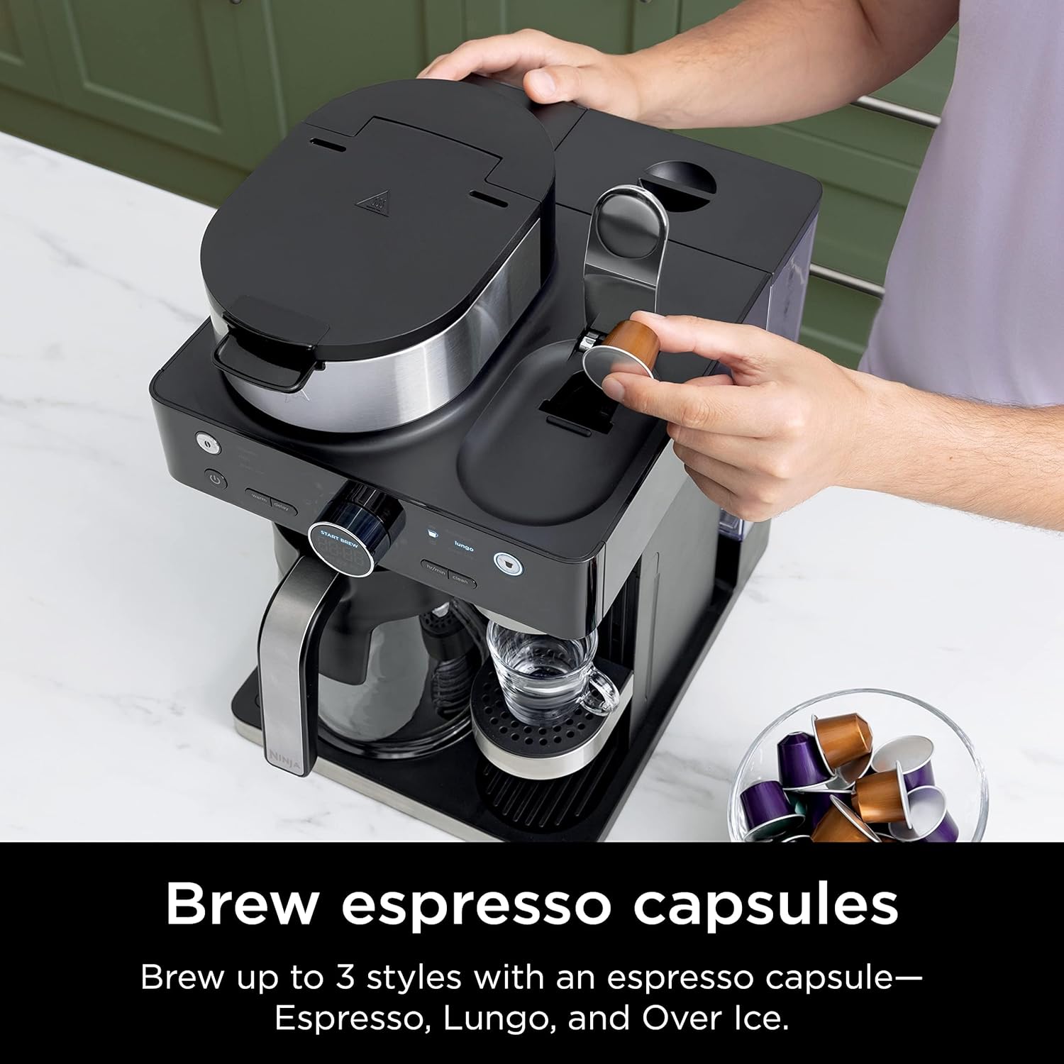 Ninja Espresso & Coffee Maker & Barista System, 3 Espresso Brew Styles, Single-Serve Coffee & Nespresso Capsule Compatible, Black, CFN601 - Image 3