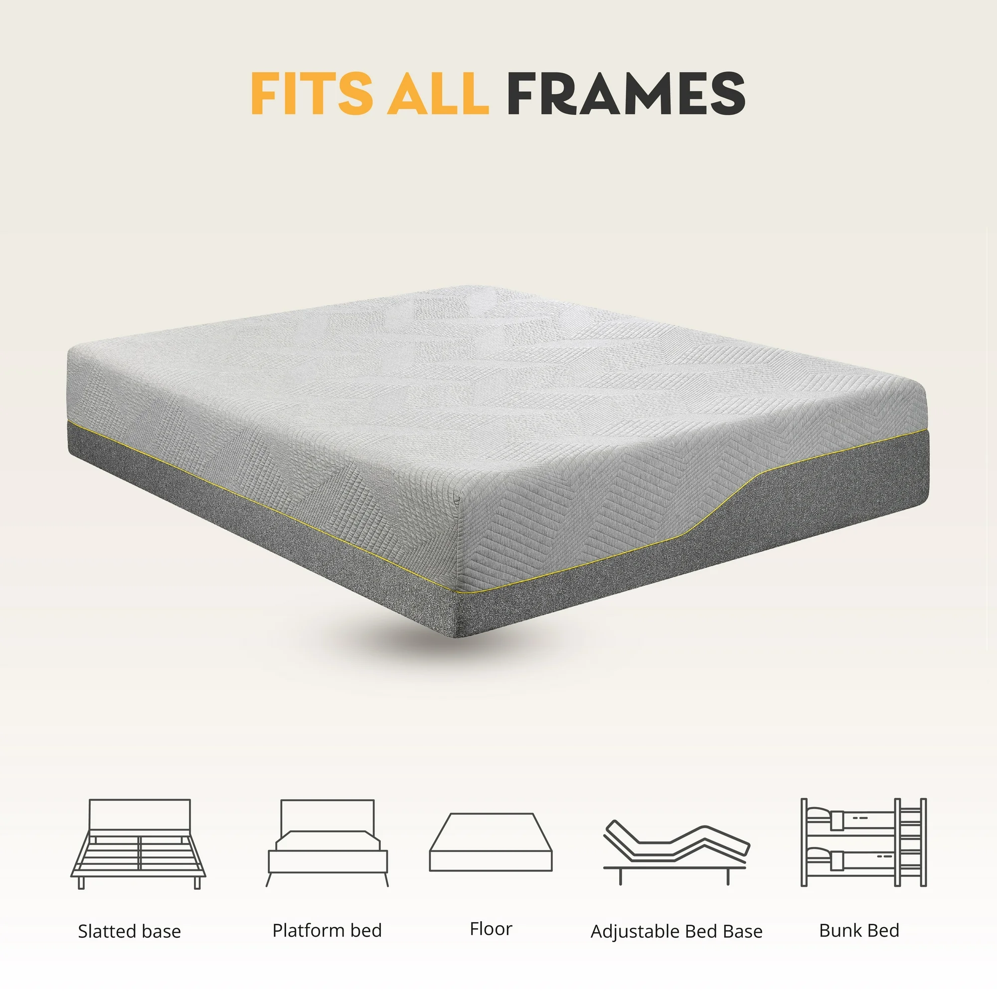 MLILY Ego Gray 14 inch Twin XL Size Mattress, Gel Memory Foam Mattress in a Box, Medium