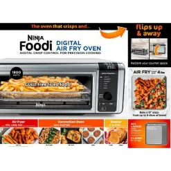 Ninja Foodi 6-in-1 Digital Air Fry, Large Toaster Oven, Flip-Away, SP080