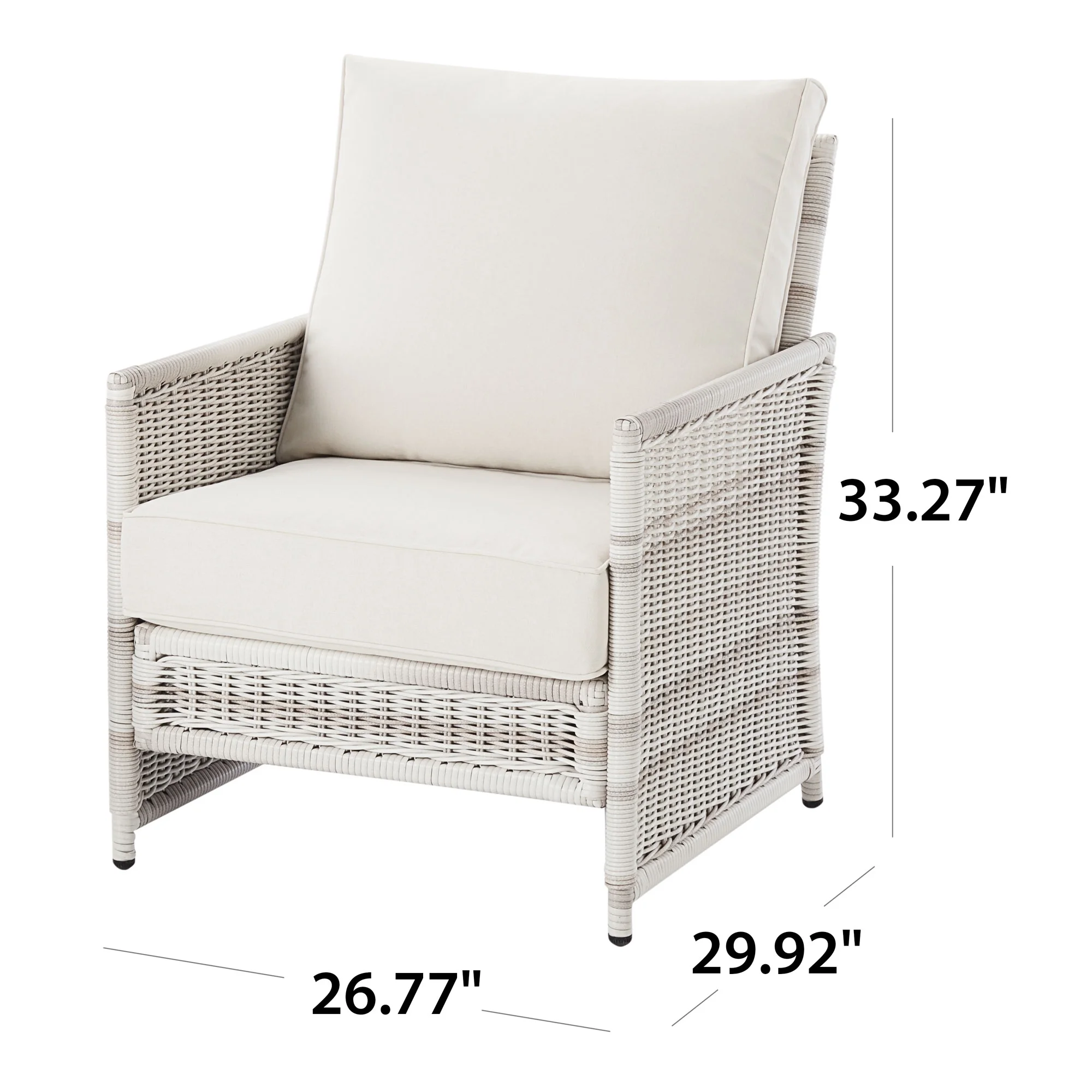 Better Homes & Gardens Paige Outdoor Wicker Stationary Lounge Chairs, Set of 2, White