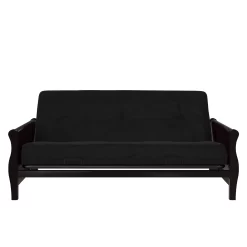 DHP Caden 8 Inch Futon Mattress with Tufted Cover and Recycled Polyester Fill, Full Size, Black