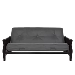 DHP Caden 8 Inch Futon Mattress with Tufted Cover and Recycled Polyester Fill, Full Size, Gray