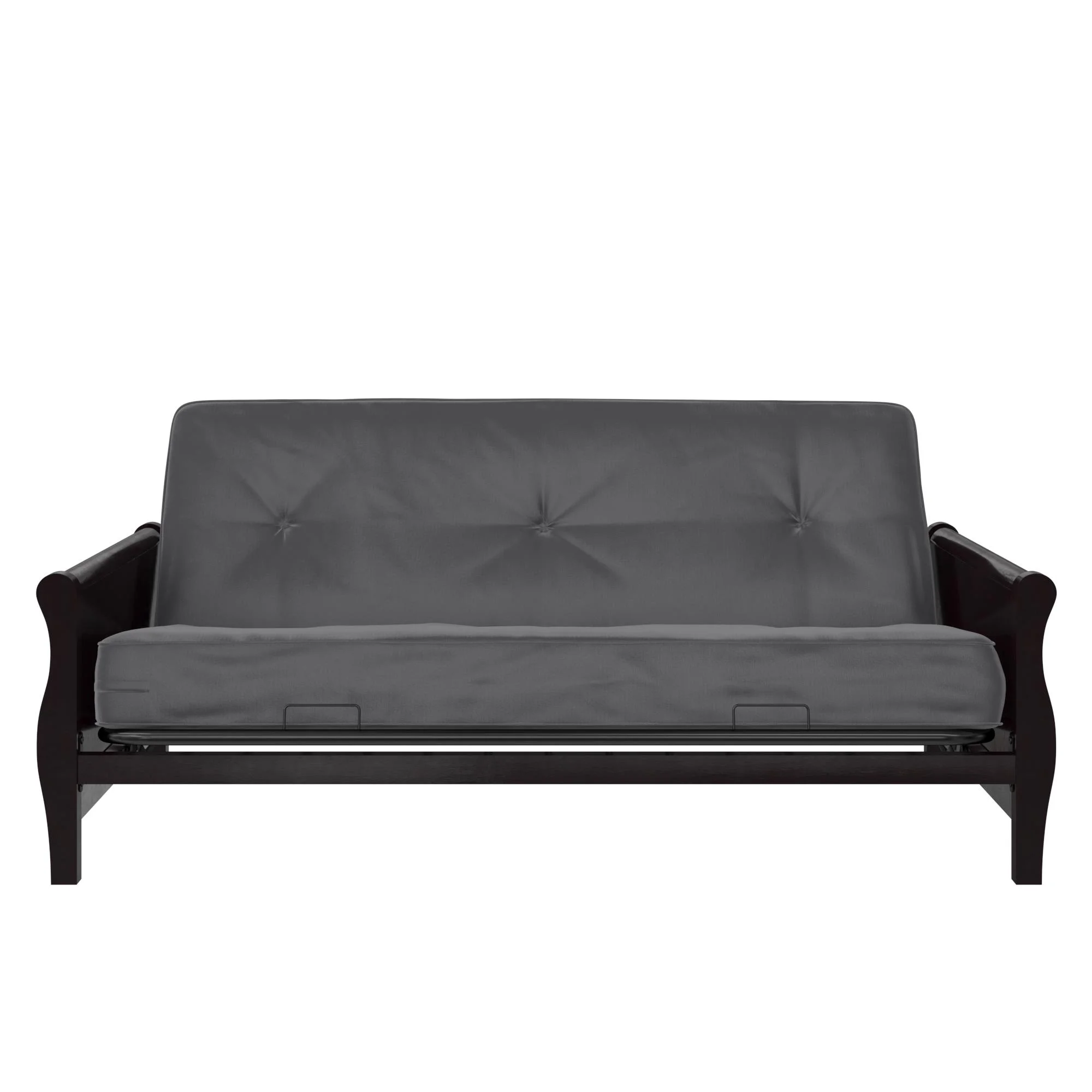 DHP Caden 8 Inch Futon Mattress with Tufted Cover and Recycled Polyester Fill, Full Size, Gray