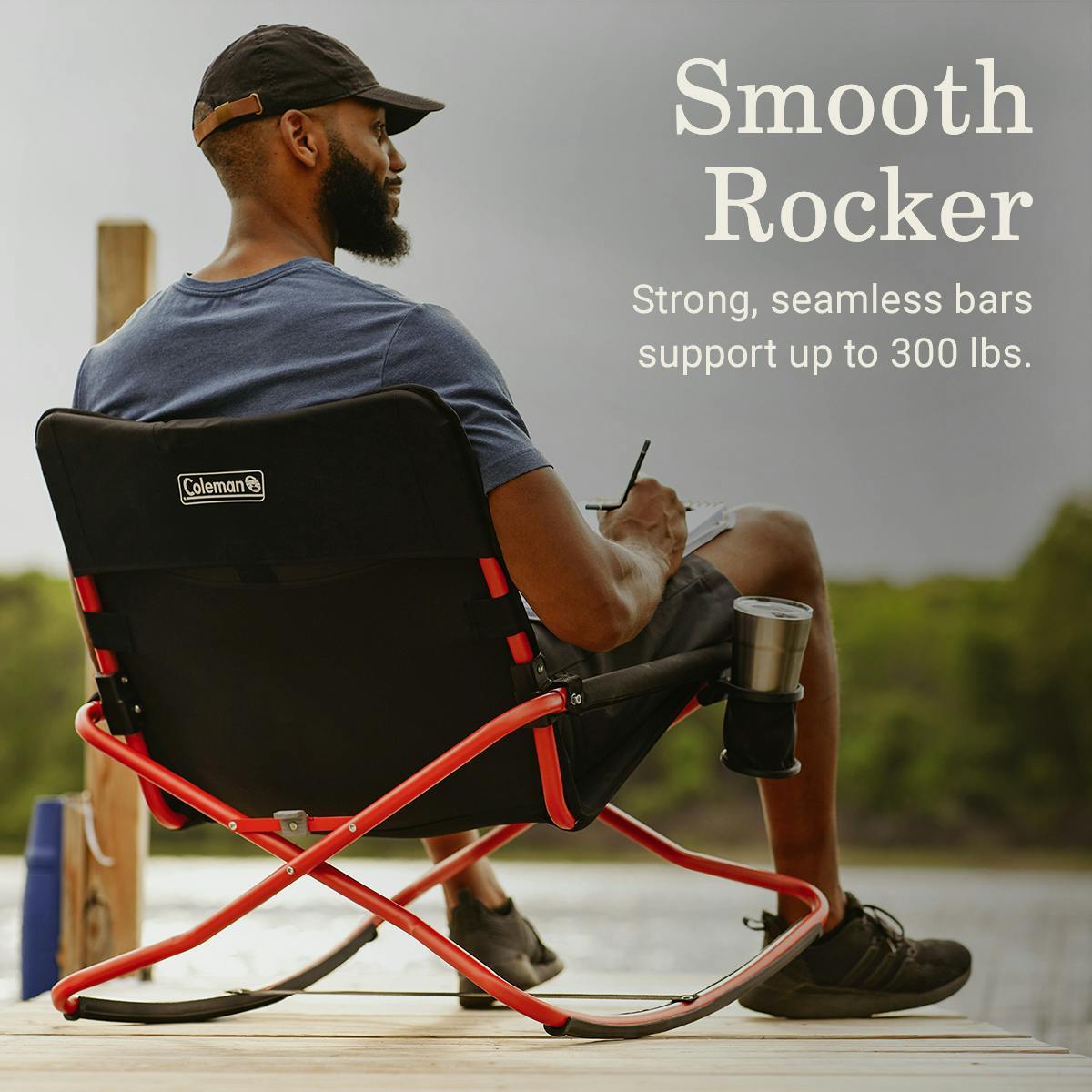 Coleman Cross Rocker Outdoor Rocking Chair, Black