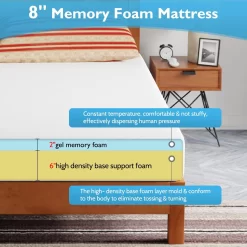 FDW 8 Inch Cool Touch Medium Firmness Memory Foam Mattress, California King