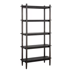 Better Homes & Gardens Springwood 5 Shelf Bookcase with Solid Wood Frame, Charcoal Finish