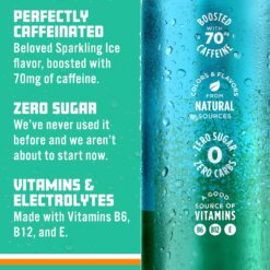 Sparkling Ice Caffeine Tropical Punch Sparkling Water with Caffeine, Zero Sugar, with Antioxidants and Vitamins,16 fl oz Cans (Pack Of 12)