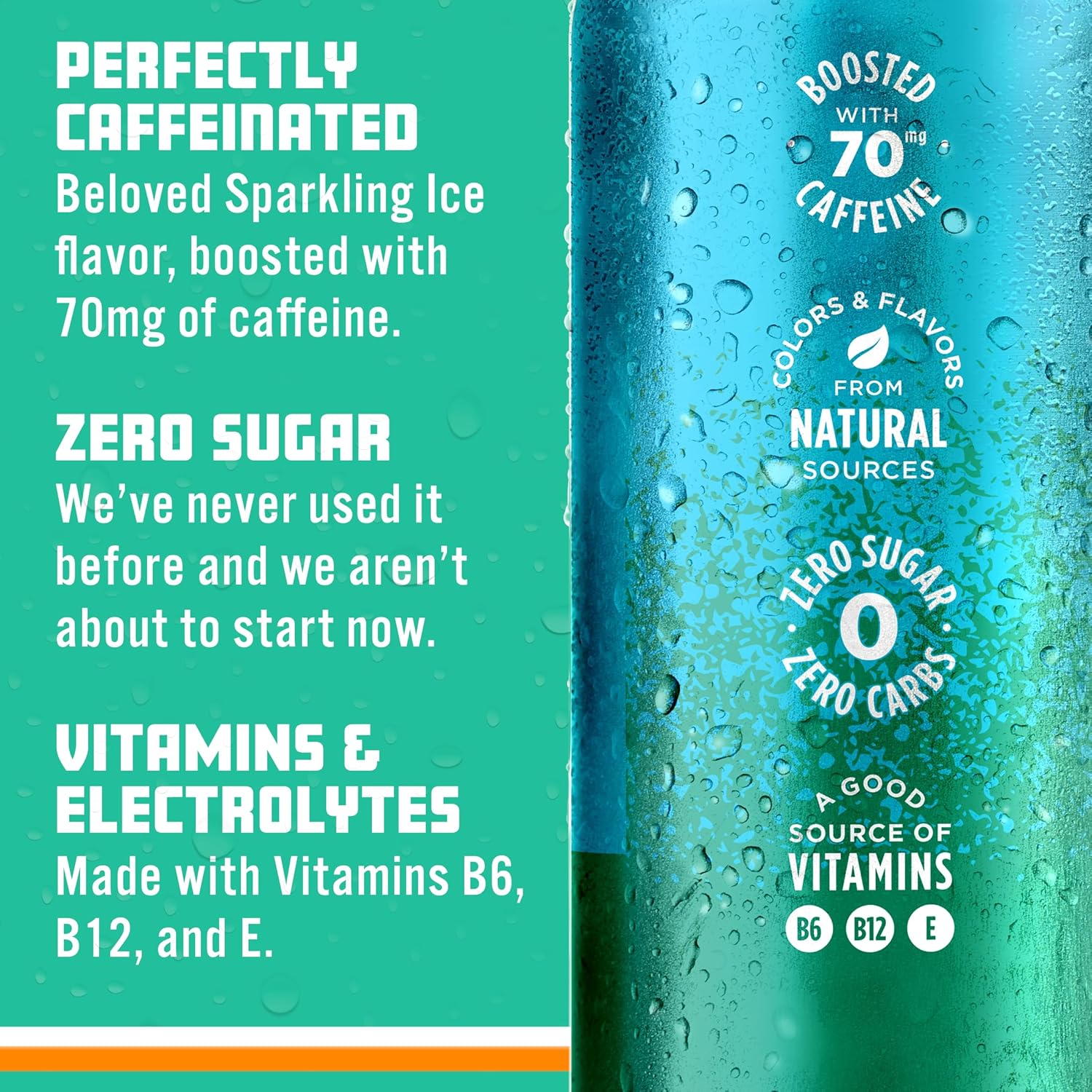 Sparkling Ice Caffeine Tropical Punch Sparkling Water with Caffeine, Zero Sugar, with Antioxidants and Vitamins,16 fl oz Cans (Pack Of 12)