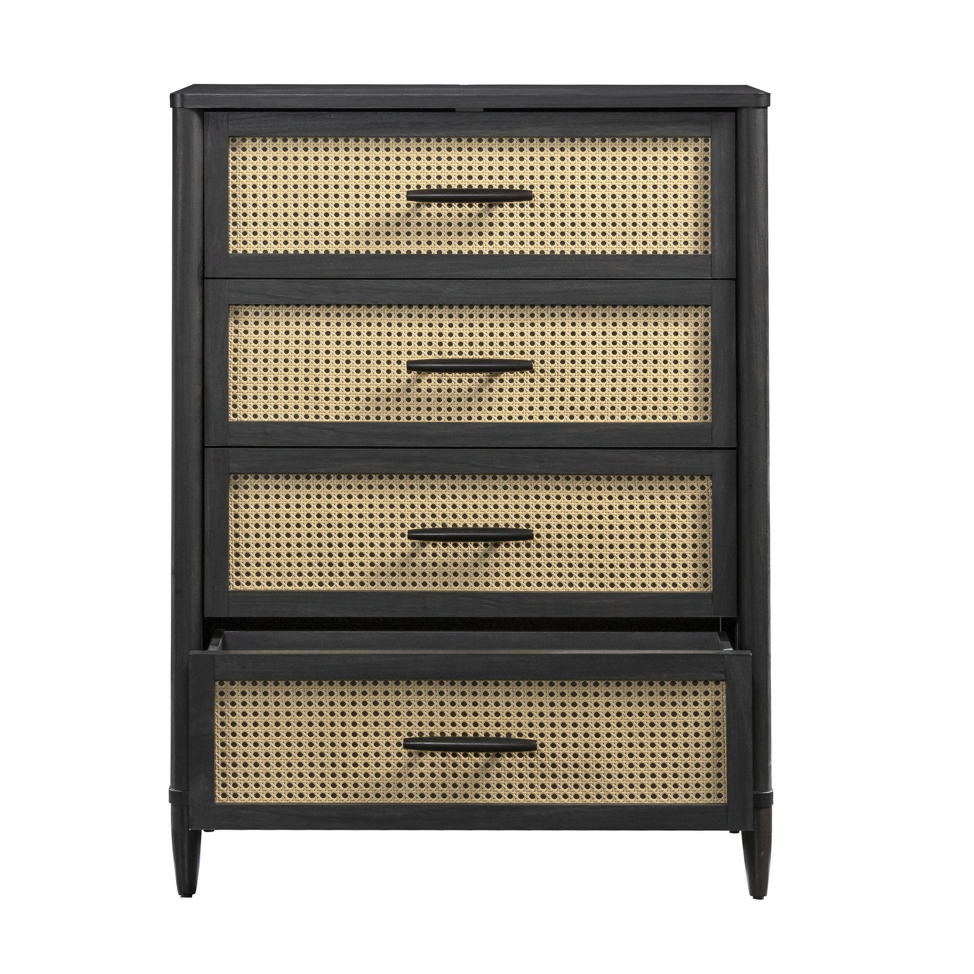 Better Homes & Gardens Springwood Caning 4-Drawer Dresser, Charcoal Finish