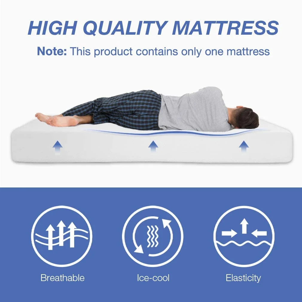 FDW 8 Inch Queen Gel Memory Foam Mattress Fiberglass Free//Bed-in-a-Box/Comfy Support