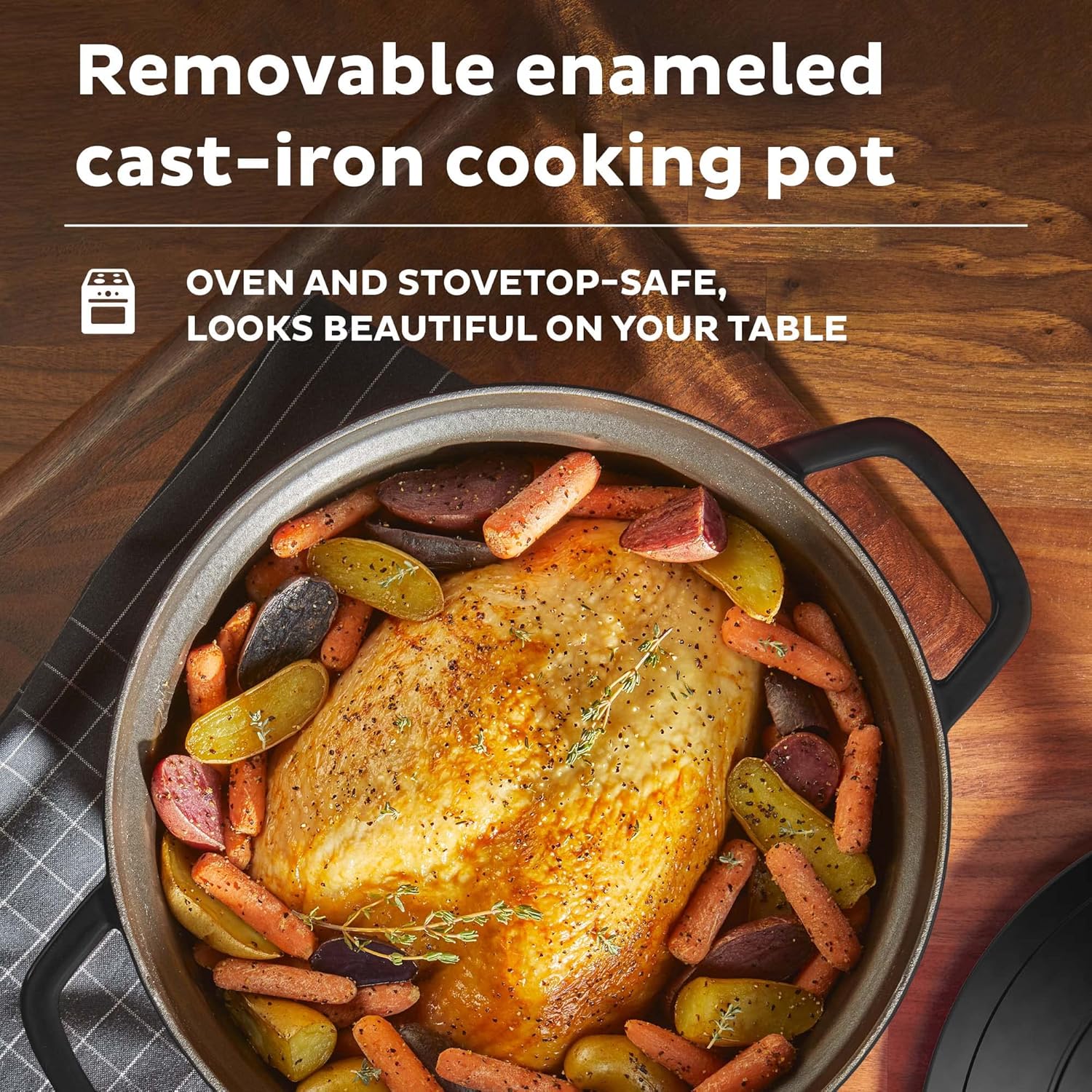 Instant Electric Round Dutch Oven, 6-Quart 1500W, From the Makers of Instant Pot, Black