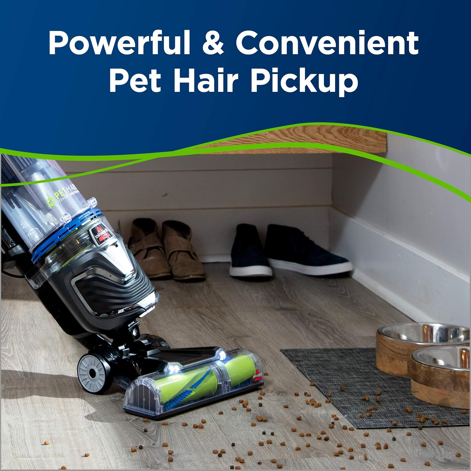 BISSELL Pet Hair Eraser Turbo Rewind Vacuum, Lightweight, Automatic Cord Rewind, Tangle-Free Brush Roll, Blue, 27909