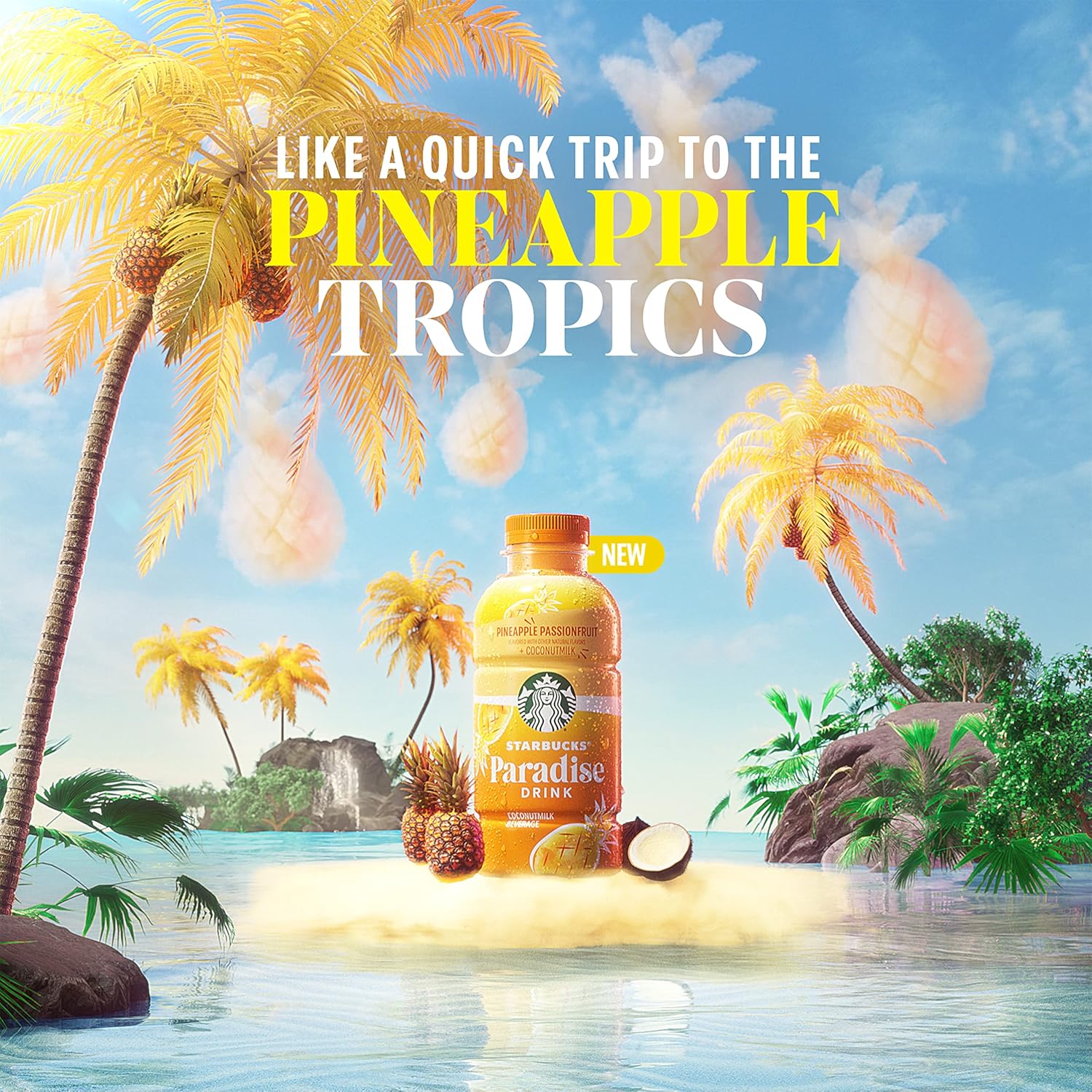 Starbucks Paradise Drink, Pineapple Passionfruit with Coconut Milk, 14oz Bottles (12 Pack)
