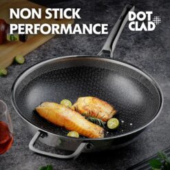 DOTCLAD Wok pan, Hybrid 12 inch Wok with Lid, PFOA Free Cookware