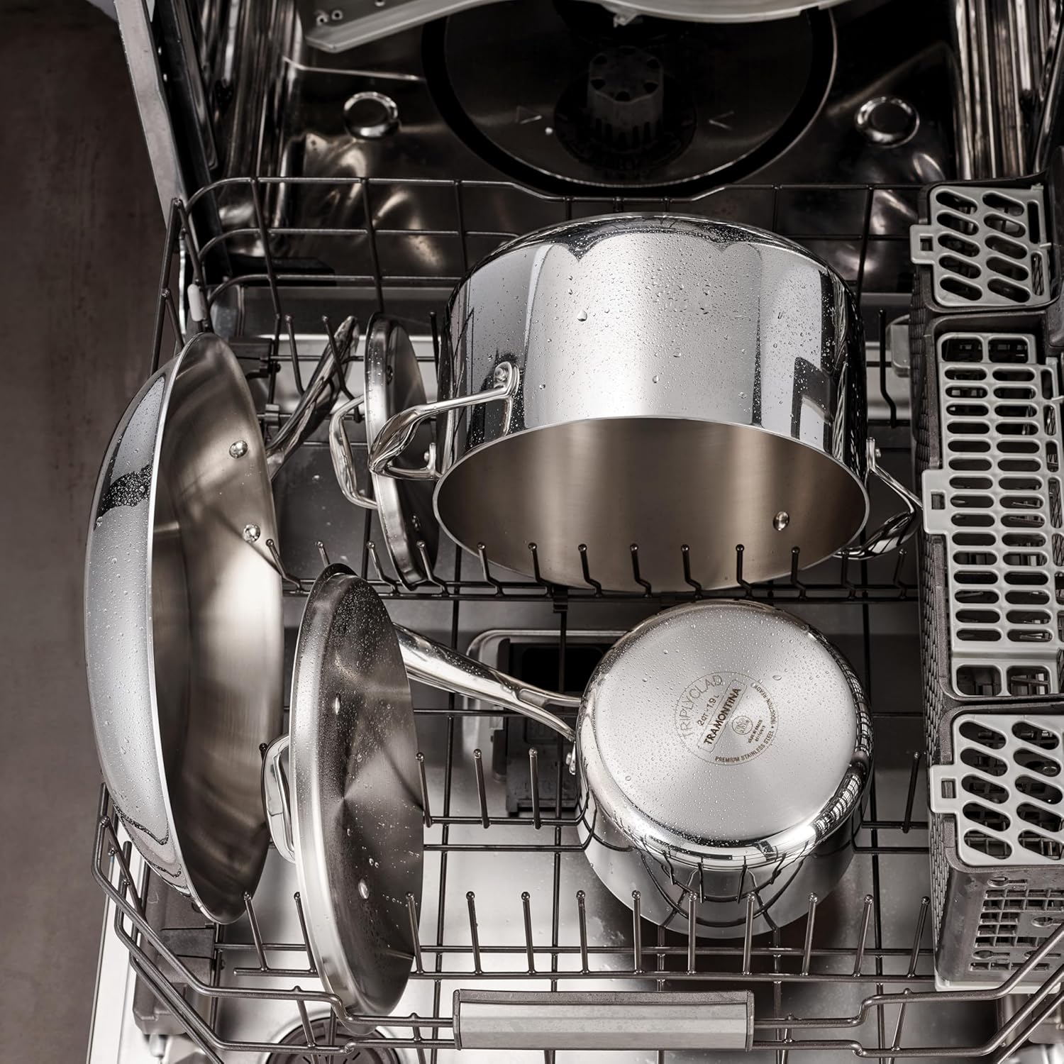 Tramontina Tri-Ply Clad Stainless Steel 9-Piece Cookware Set with Lids, NSF-Certified