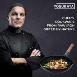 YOSUKATA Flat Bottom Woks & Stir Fry Pans- 13.5